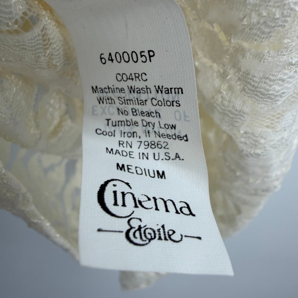 Vintage Cinema Etoile Floral Lace Sheer Tank Top Size M Ivory Fairy Whimsigoth - Picture 4 of 8